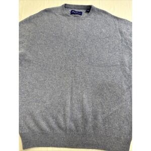 SWEATER  Alan Flusser MENS LARGE‎ Navy Blue 100% Cashmere Cable Knit Pullover